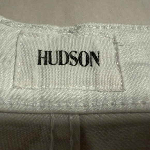 Hudson Noa White Ankle High Rise Straight Leg Jeans Size 31 Raw Hem - Picture 9 of 11